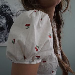Puffy Sleeve Cherry Blouse// Forever21